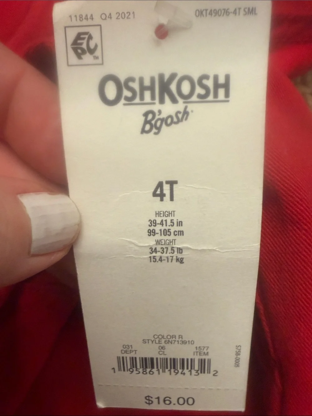 OshKosh B'gosh Bright Red Girls' Short Overalls